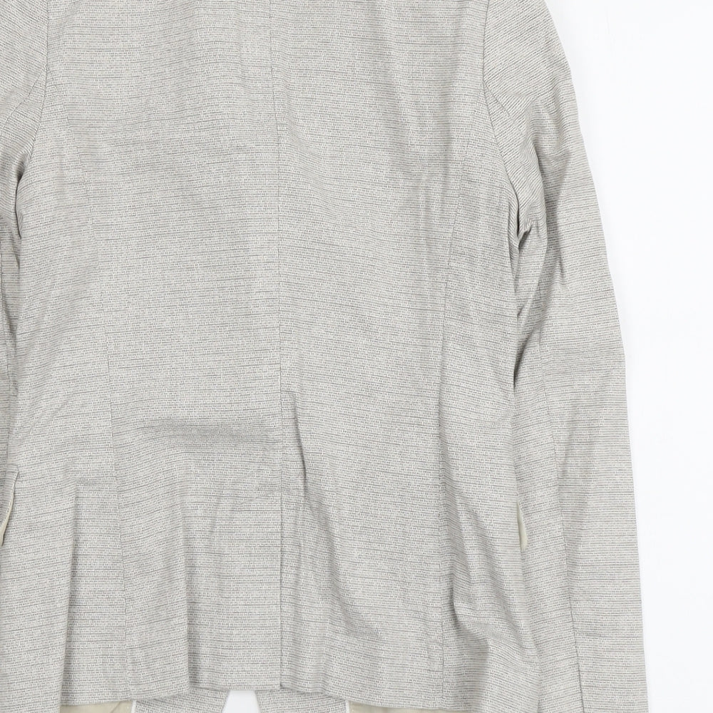 NEXT Womens Beige Geometric Cotton Jacket Suit Jacket Size 8