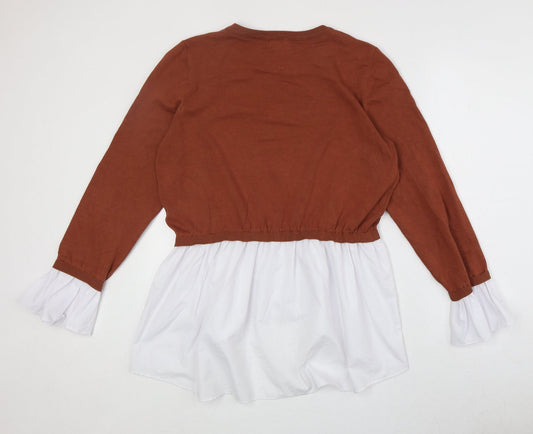 Womens UK Size L QED London Brown Pullover Jumper