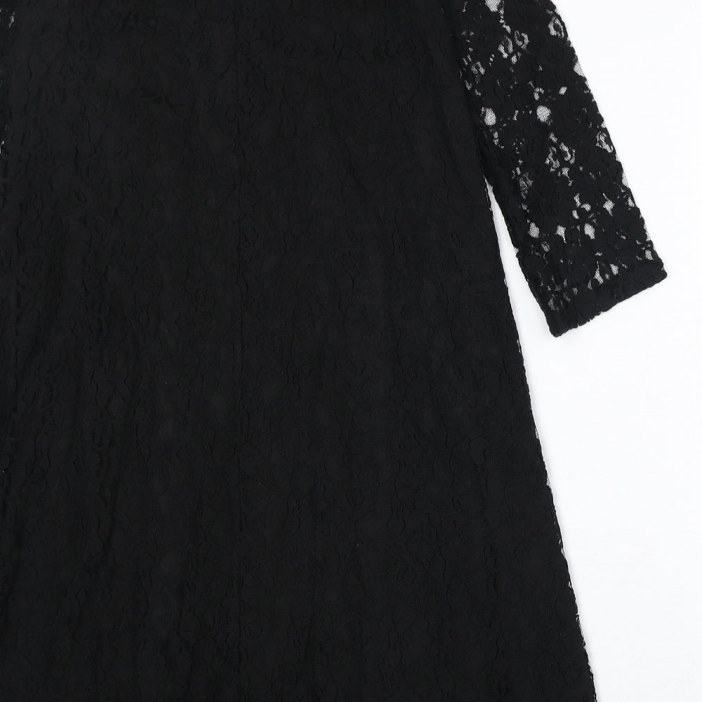 Monki Womens Black Floral Cotton Trapeze & Swing Size XS Round Neck Button