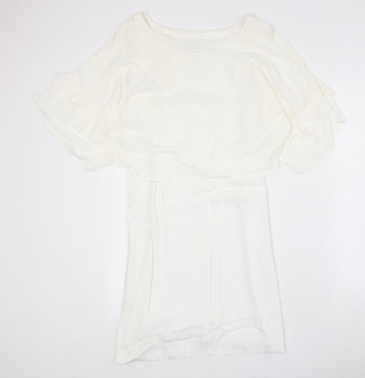 Zara Womens Ivory Polyester Trapeze & Swing Size S Round Neck Pullover