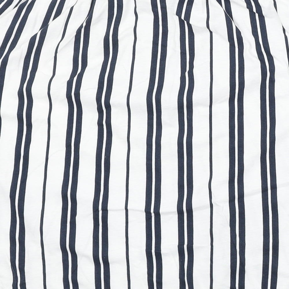 H&M Womens White Striped 100% Cotton Basic Blouse Size M Off the Shoulder