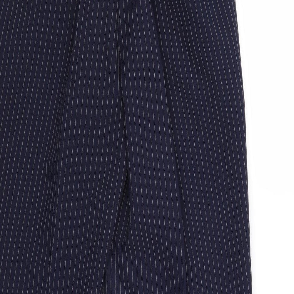 St Michael Womens Blue Striped Polyester Trousers Size 10 Regular