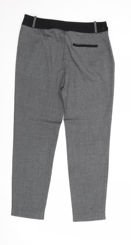 Warehouse Womens Grey Polyester Chino Trousers Size 10 Regular Zip