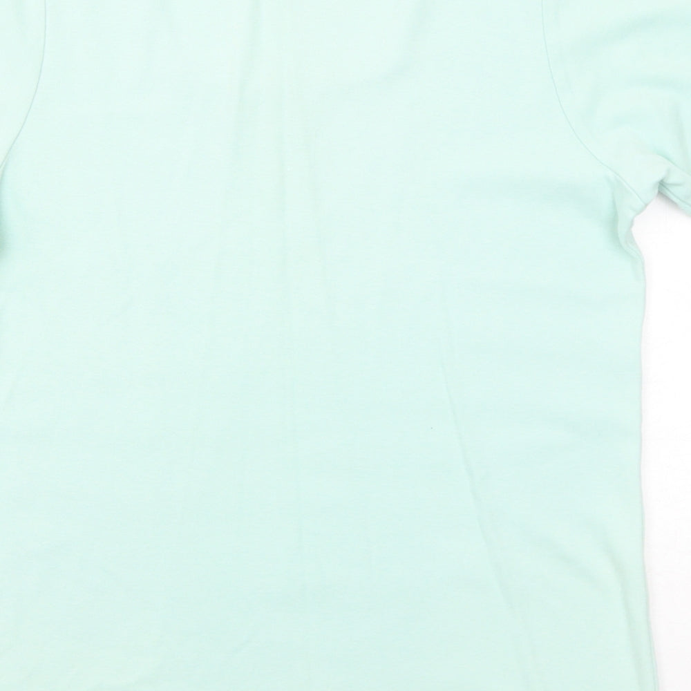 EWM Womens Green Cotton Basic T-Shirt Size 10 Square Neck - Size 10-12