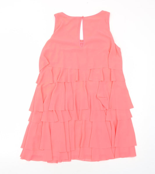 H&M Womens Pink Polyester Trapeze & Swing Size 12 Round Neck Button