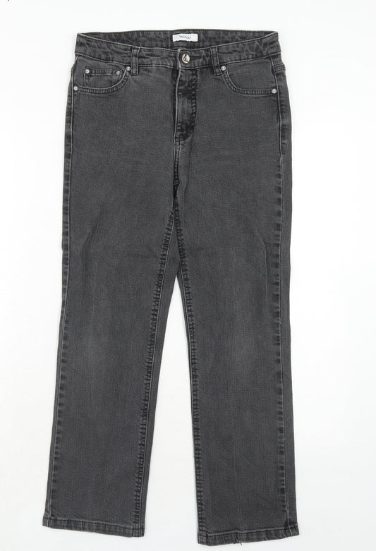 Womens UK Size 10 Yessica Regular Fit Straight Black Jeans