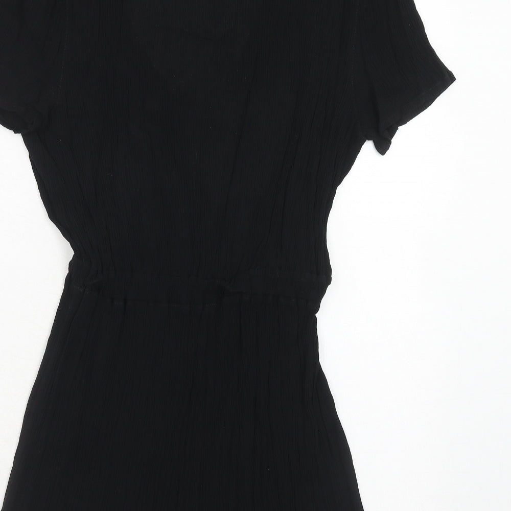 Missguided Womens Black Viscose Playsuit One-Piece Size 10 Pullover - Tie Front Detail