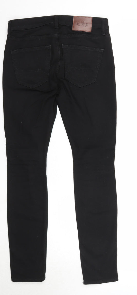 Hollister Mens Black Cotton Skinny Jeans Size 30 in L32 in Regular Zip - Ripped knee