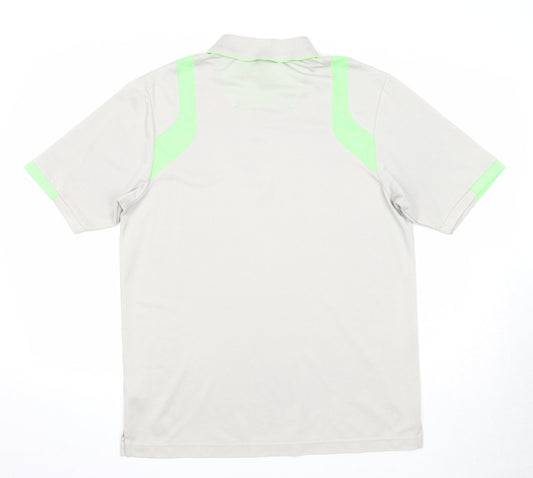 Antigua Mens Grey Polyester Polo Size M Collared Button