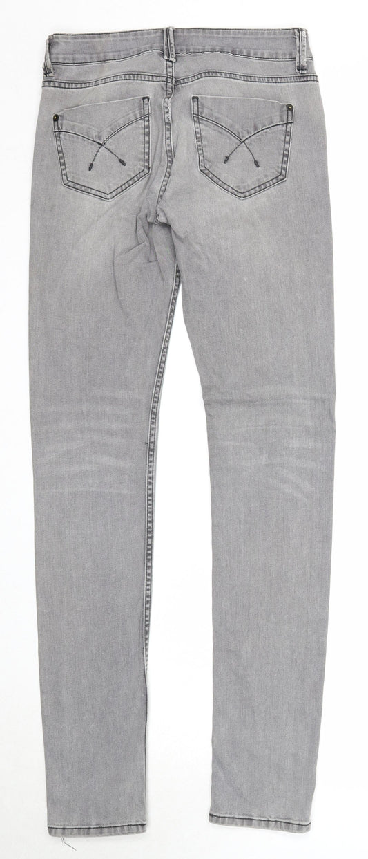 Topshop Womens Grey Cotton Skinny Jeans Size 28 in L34 in Regular Zip