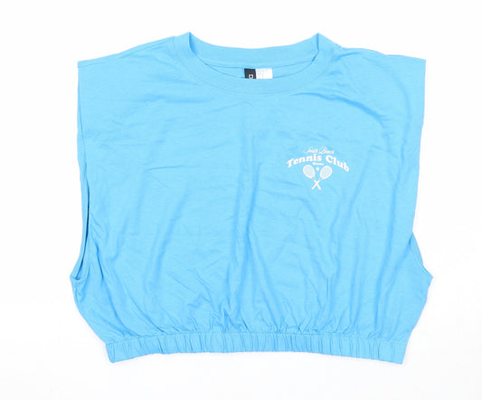 Womens UK Size M Divided by H&M Blue Basic Tank