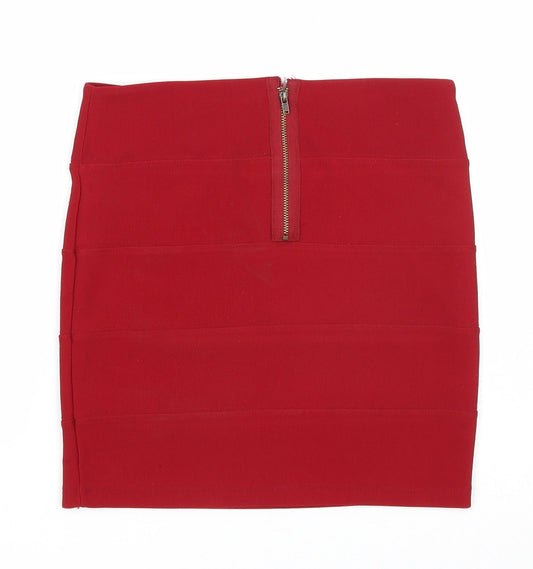 FOREVER 21 Womens Red Polyester Maxi Skirt Size M Zip