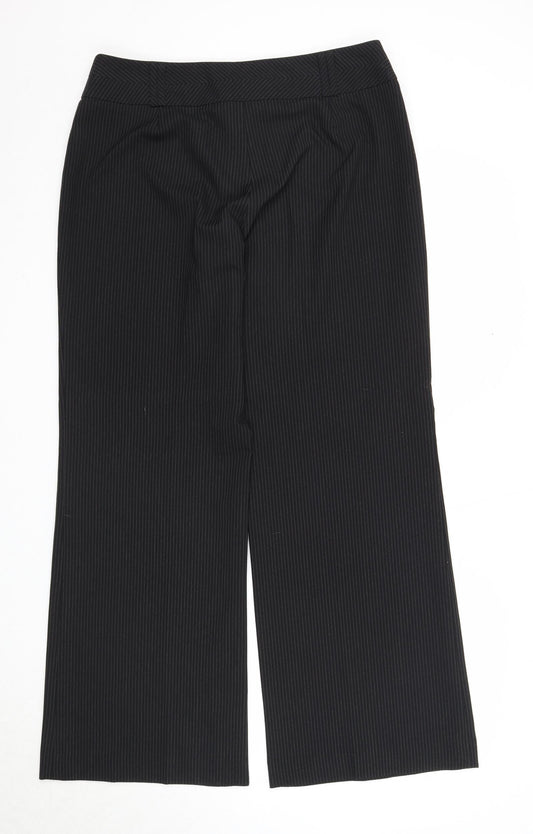 Autonomy Womens Black Striped Polyester Dress Pants Trousers Size 14 Regular Zip