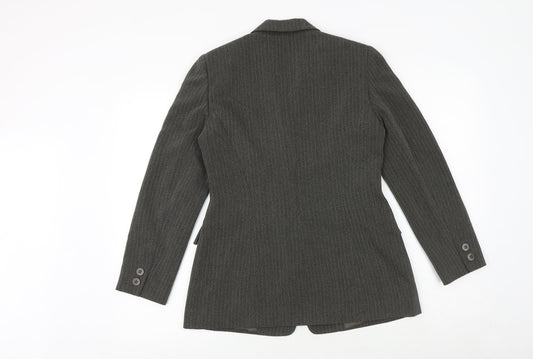 Precis Womens Green Striped Jacket Blazer Size 10 Button