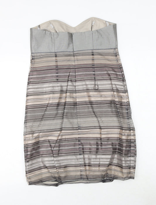 Principles Womens Brown Striped Polyester A-Line Size 12 Sweetheart Zip