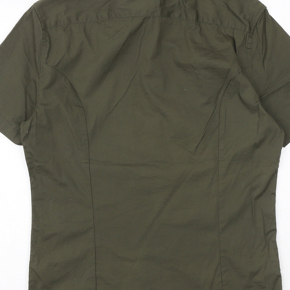 ASOS Mens Green Cotton Polo Size S Collared Button