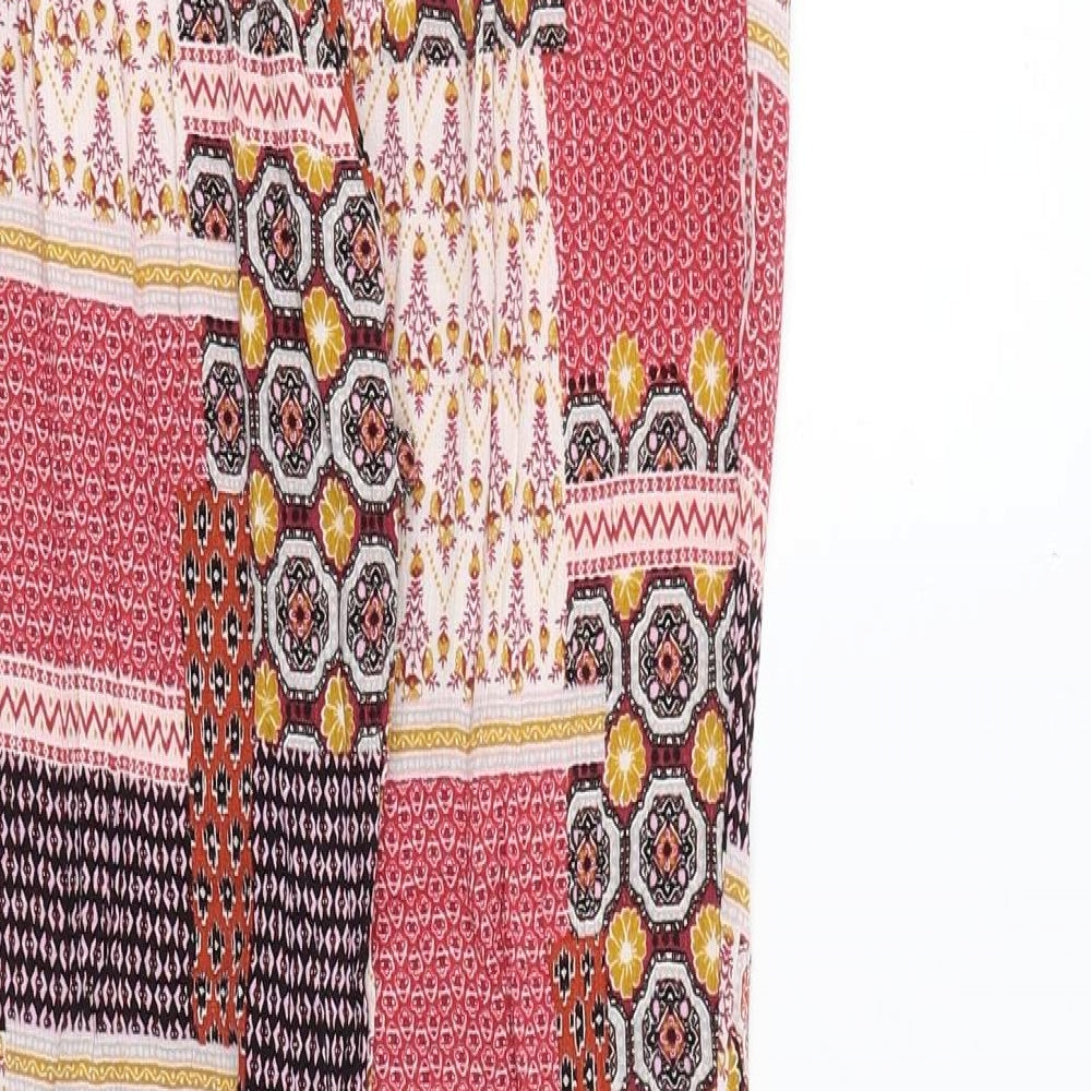 New Look Womens Multicoloured Geometric Viscose Trousers Size 4 Regular