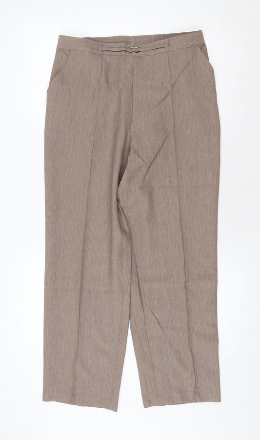 Womens UK Size 12 Marks and Spencer Regular Fit Beige Trousers