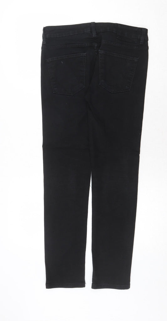 River Island Womens Black Cotton Straight Jeans Size 30 in Regular Zip