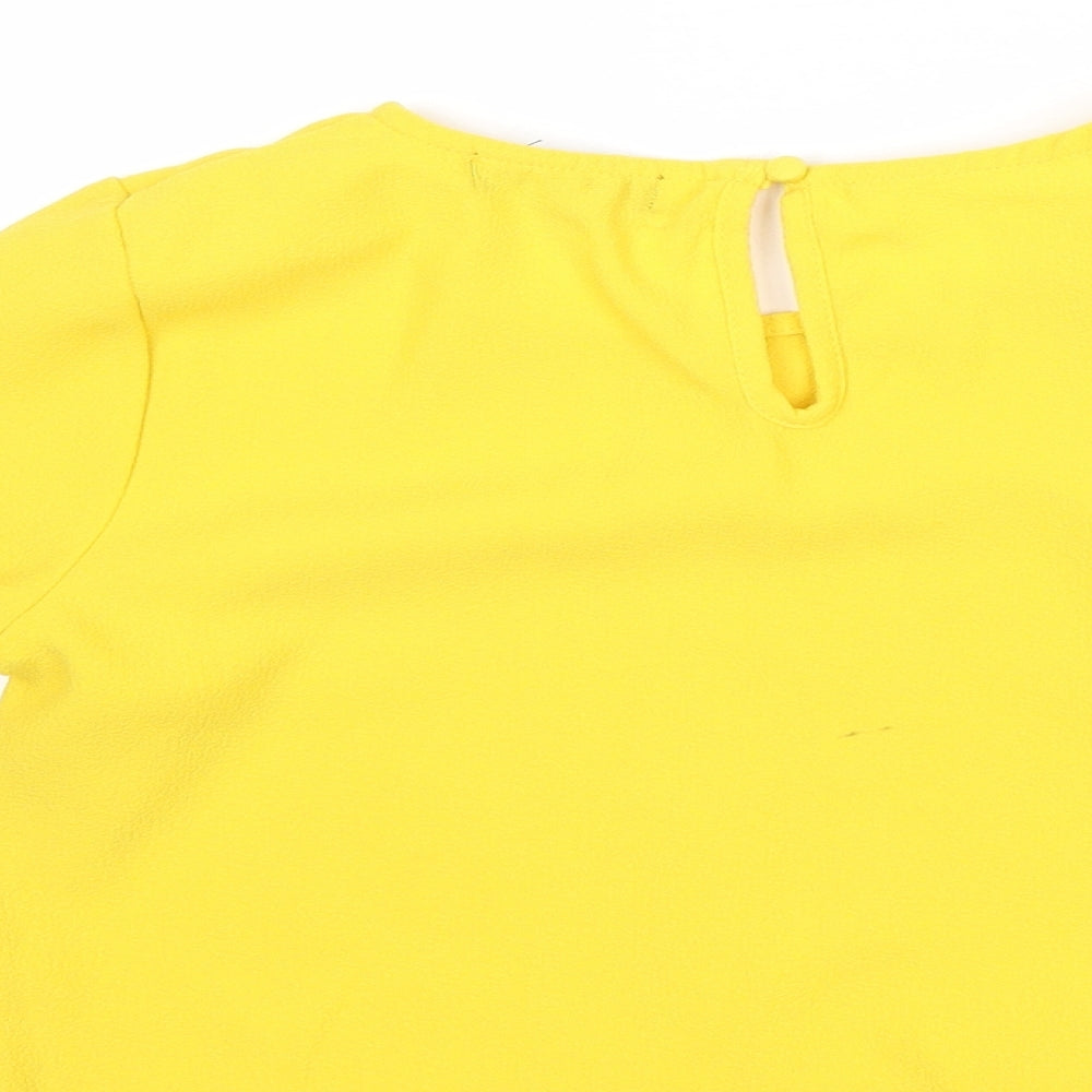 Womens UK Size 4 New Look Yellow Basic Blouse