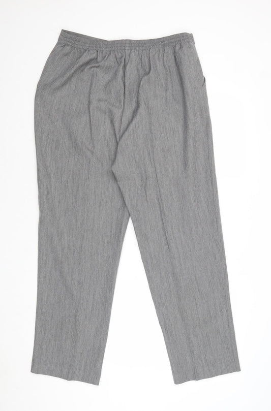 Classic Womens Grey Polyester Trousers Size 16 Regular