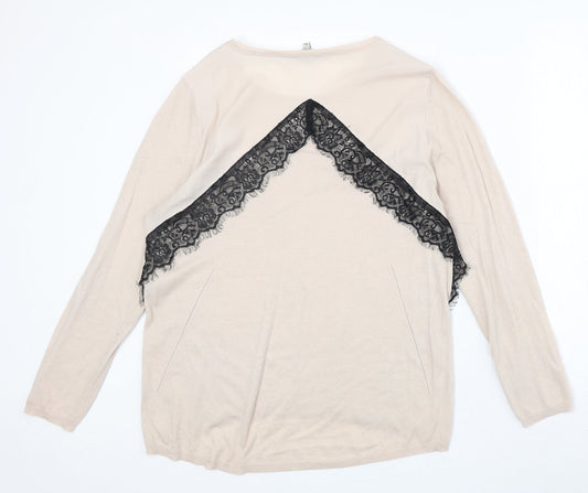 Limited Collection Womens Pink Boat Neck Acrylic Pullover Jumper Size 16 - Lace Detail