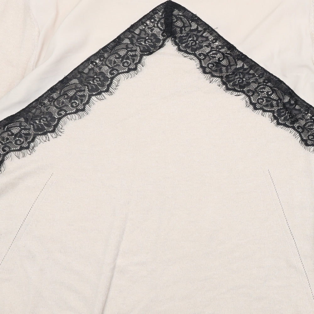 Limited Collection Womens Pink Boat Neck Acrylic Pullover Jumper Size 16 - Lace Detail