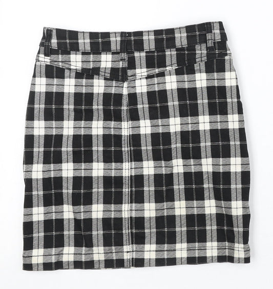 Missguided Womens Black Plaid Cotton A-Line Skirt Size 6 Zip
