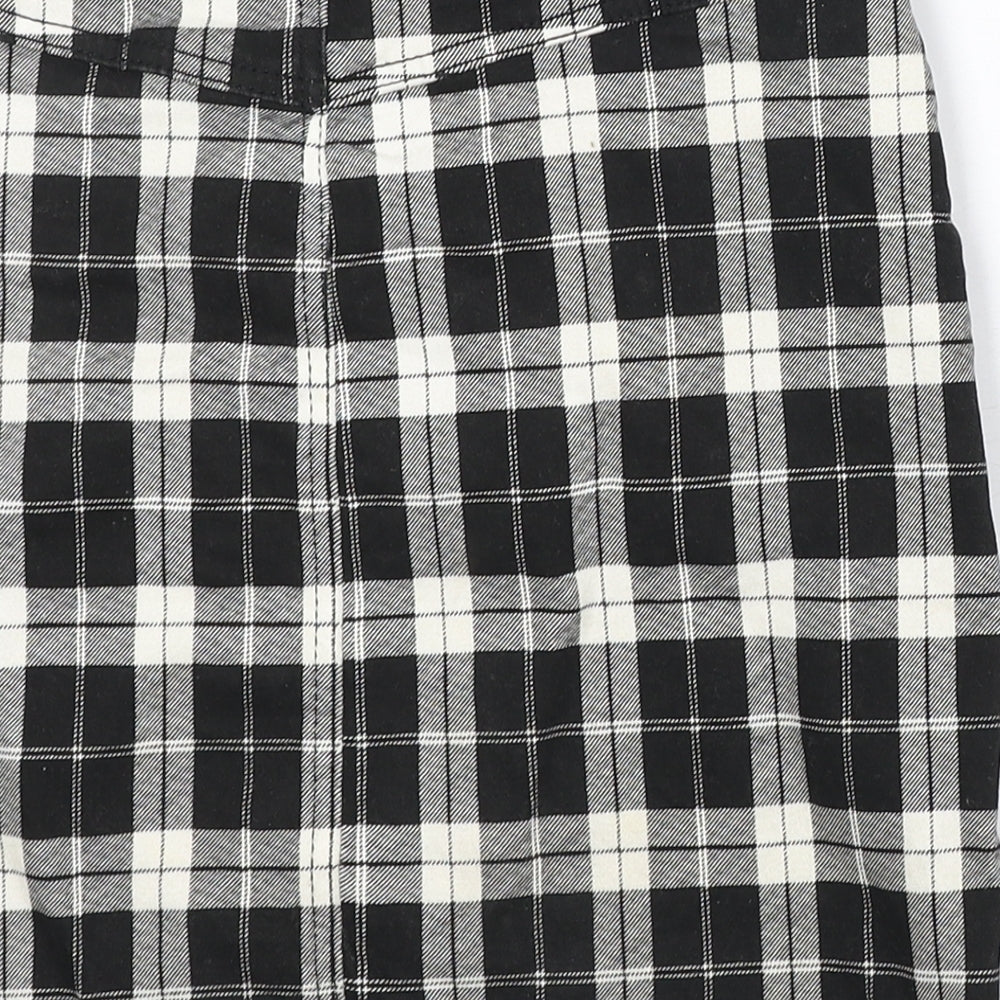 Missguided Womens Black Plaid Cotton A-Line Skirt Size 6 Zip