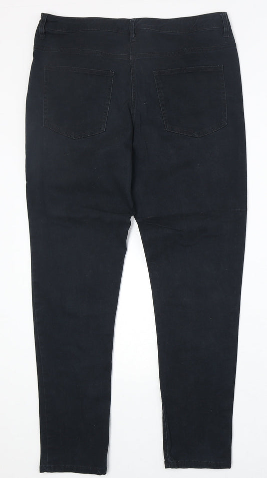 Avenue Womens Black Cotton Skinny Jeans Size M Regular Zip