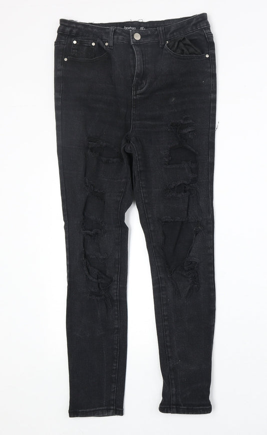 Womens UK Size 10 Boohoo Regular Fit Skinny Black Jeans