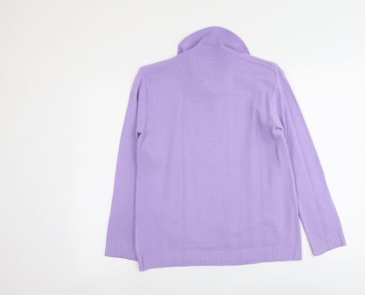 Autonomy Womens Purple Collared Acrylic Pullover Jumper Size S