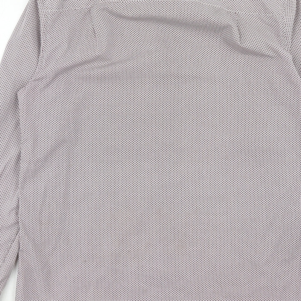 Mens UK Size 15 NEXT Purple Button-Up Long Sleeve Casual Shirt