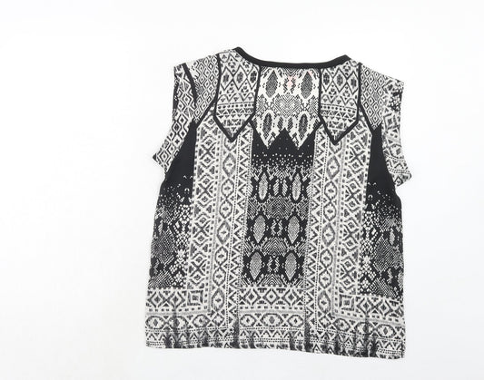 Womens UK Size L Mango Black Basic T-Shirt
