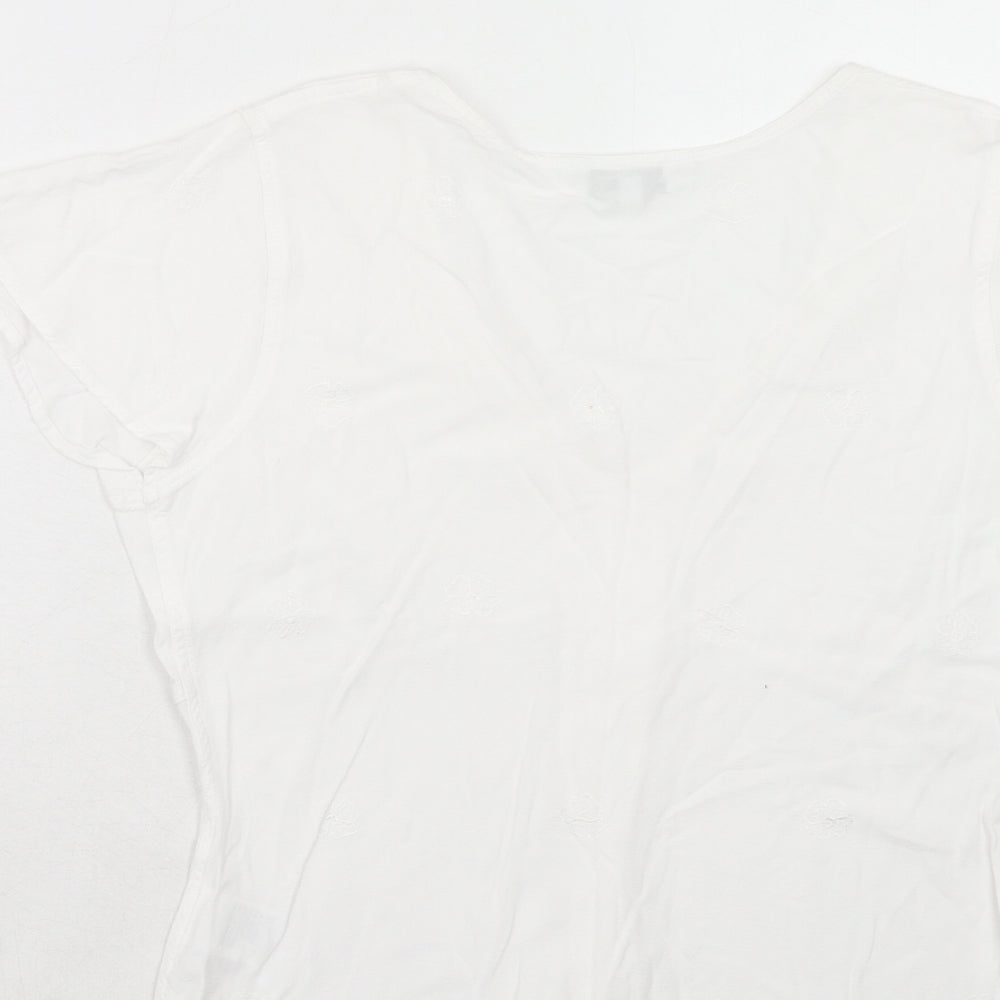 Womens UK Size 12 EAST White Basic Button-Up