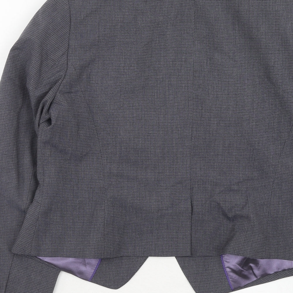 NEXT Womens Blue Geometric Polyester Jacket Suit Jacket Size 14