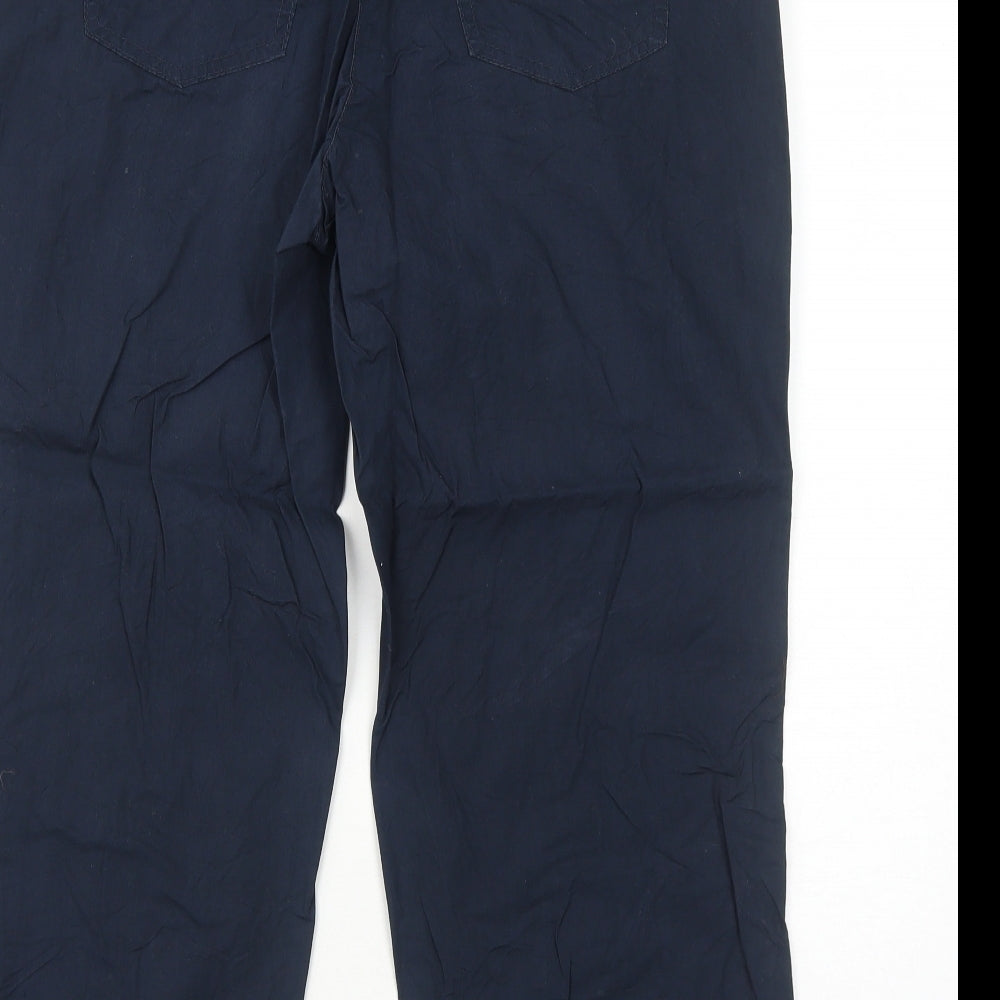 G.W. Womens Blue Cotton Trousers Size 16 Regular Zip