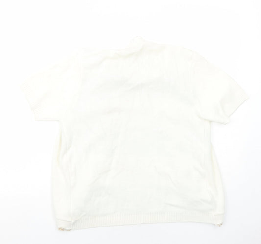 Lizzi Clarke Womens Ivory Round Neck Geometric Acrylic Cardigan Jumper Size S - Twin Set