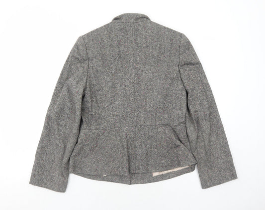 Minuet Womens Grey Geometric Wool Jacket Blazer Size 10