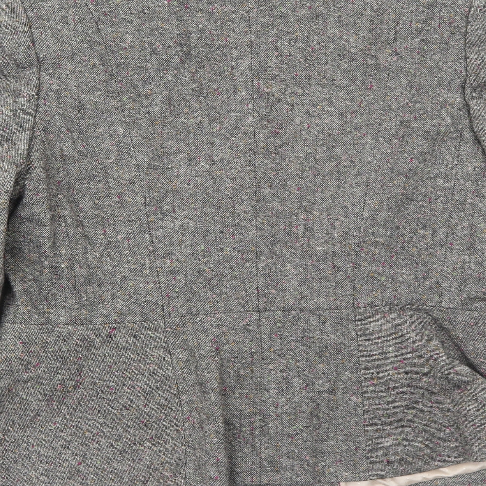 Minuet Womens Grey Geometric Wool Jacket Blazer Size 10