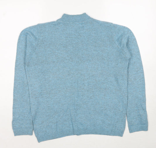 EWM Womens Blue High Neck Nylon Pullover Jumper Size 10