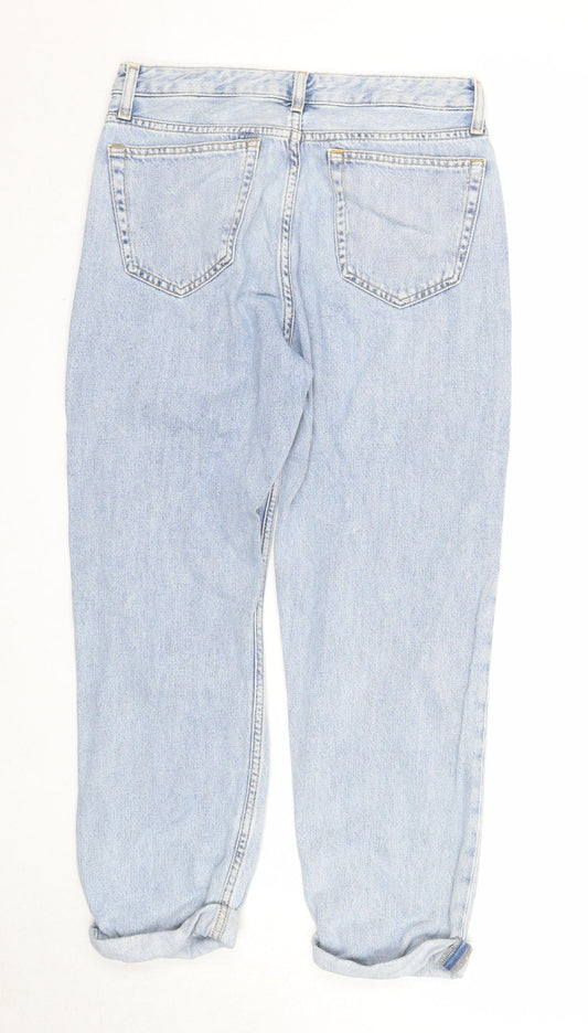 Topshop Womens Blue Cotton Straight Jeans Size 25 in L32 in Regular Zip
