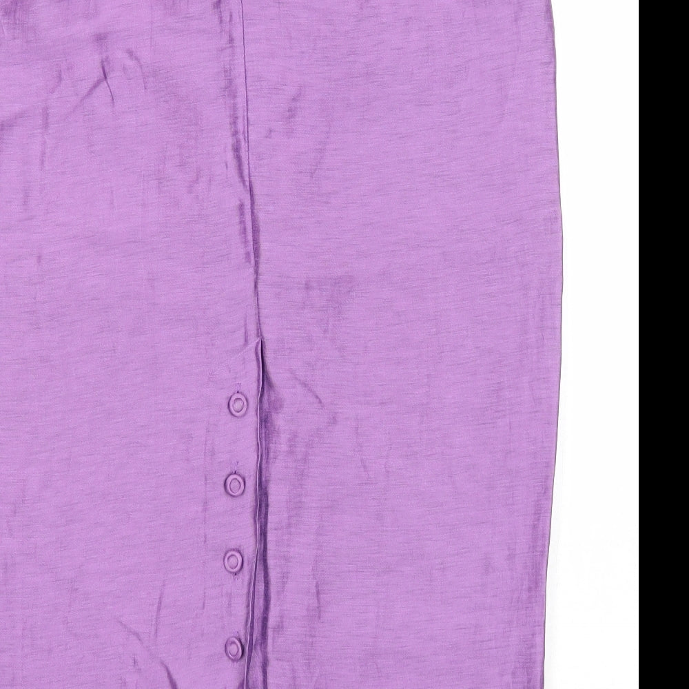 Alex & Co Womens Purple Herringbone Linen Maxi Skirt Size 14 Zip