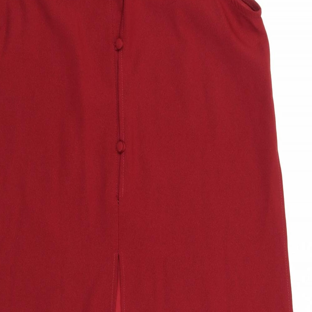 Glamorous Womens Red Polyester Basic Blouse Size M Halter - Open Back Detail