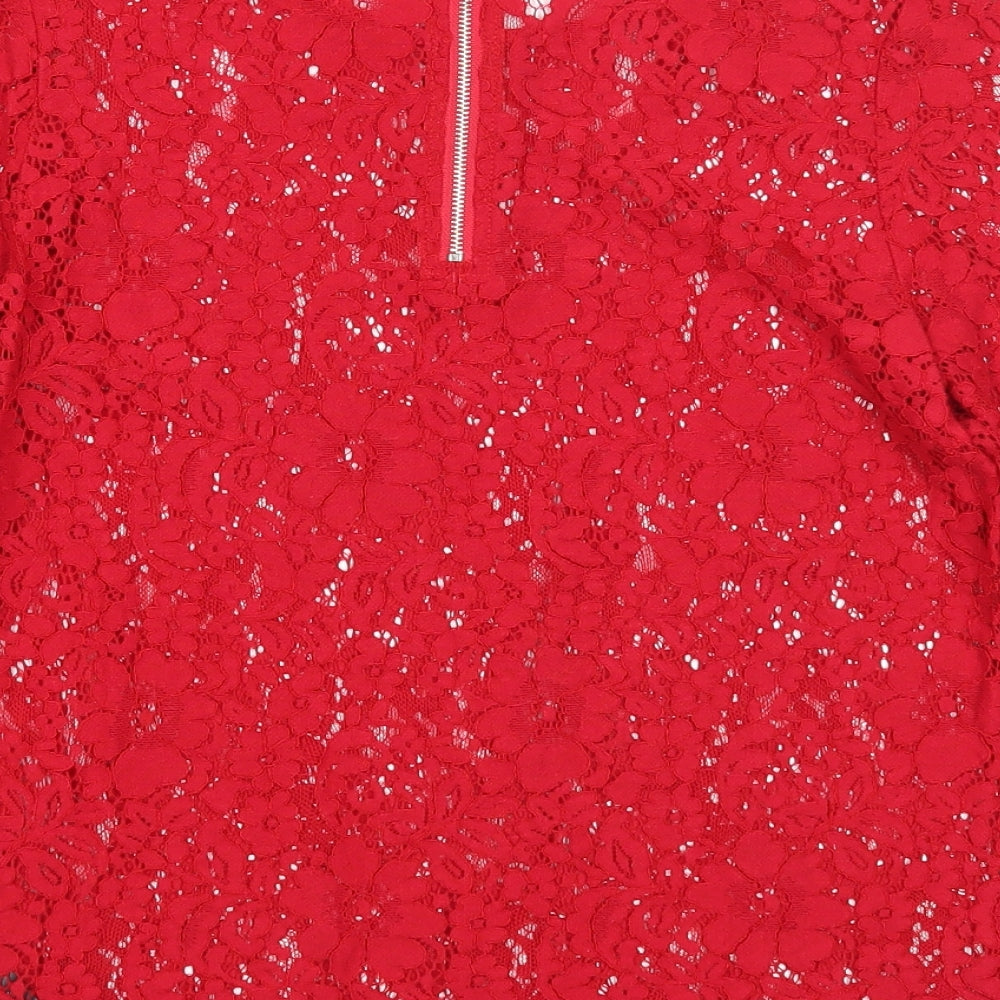Womens UK Size 8 New Look Red Basic Blouse