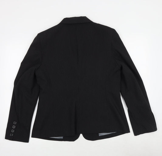 Autonomy Womens Black Striped Polyacrylate Fibre Jacket Suit Jacket Size 14