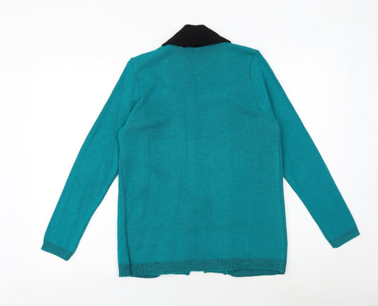 Envy Womens Silver Collared Acrylic Cardigan Jumper Size S - Size S-M