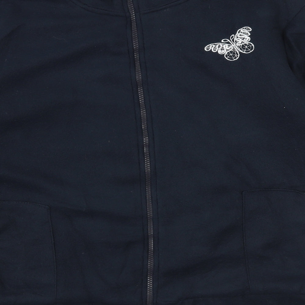 Damart Womens Blue Jacket Size M Zip - Butterfly Print