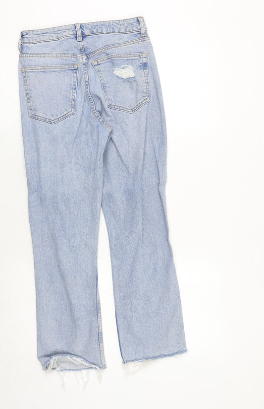 Topshop Womens Blue Cotton Straight Jeans Size 26 in Regular Zip