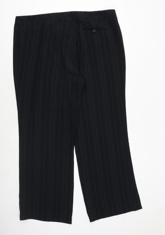 AMARANTO Womens Blue Striped Polyester Dress Pants Trousers Size 20 Regular Zip